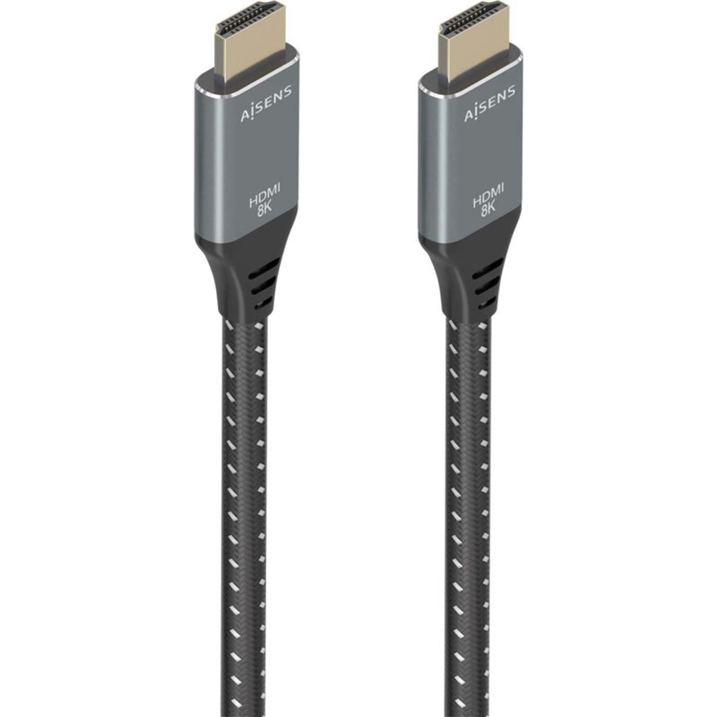 Cable HDMI V2.1 Ultra Alta Velocidad Aisens / HEC 8K@60Hz 48Gbps, A/M-A/M, Gris/Negro, 5.0m