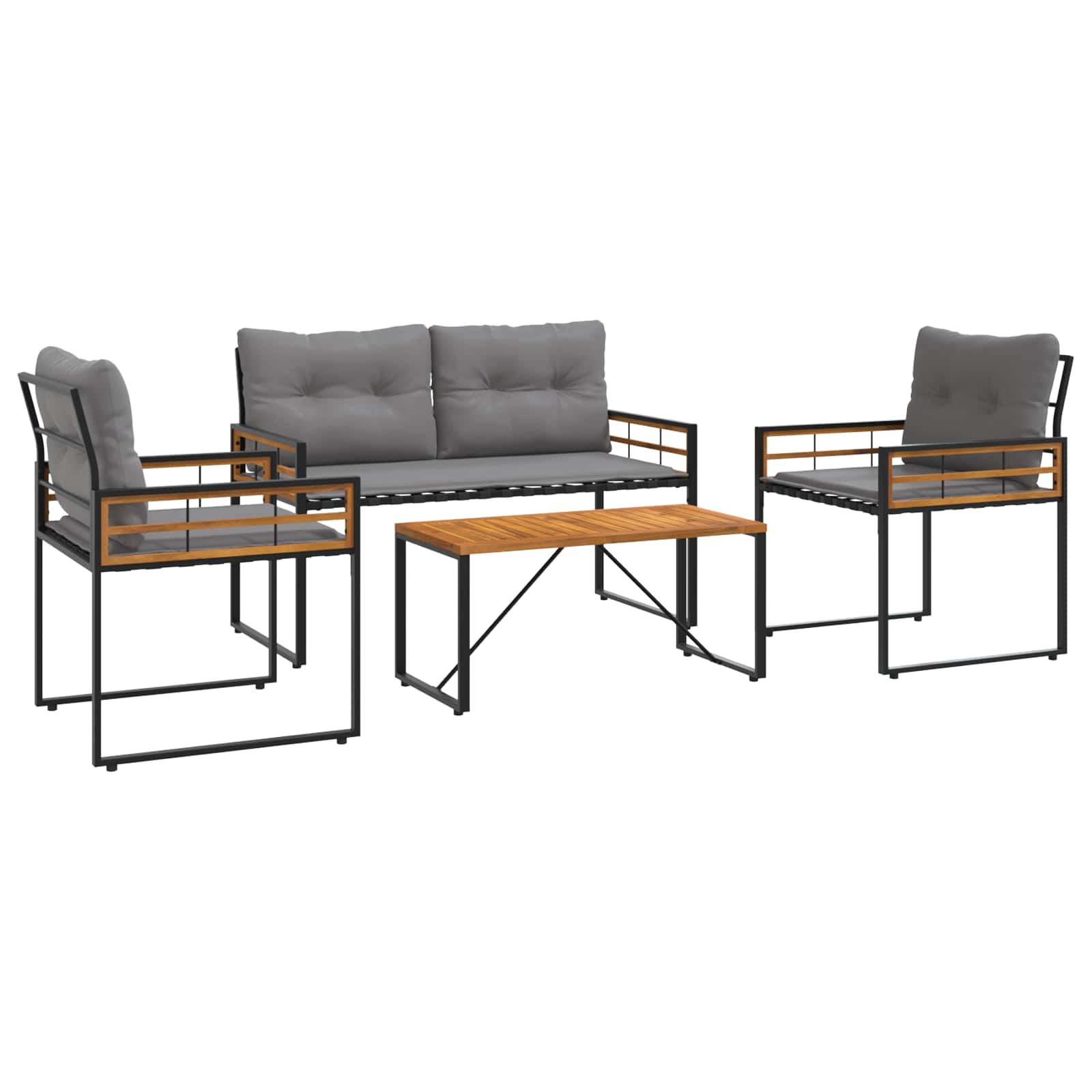vidaXL Juego de muebles de exterior con cojín 4 pcs