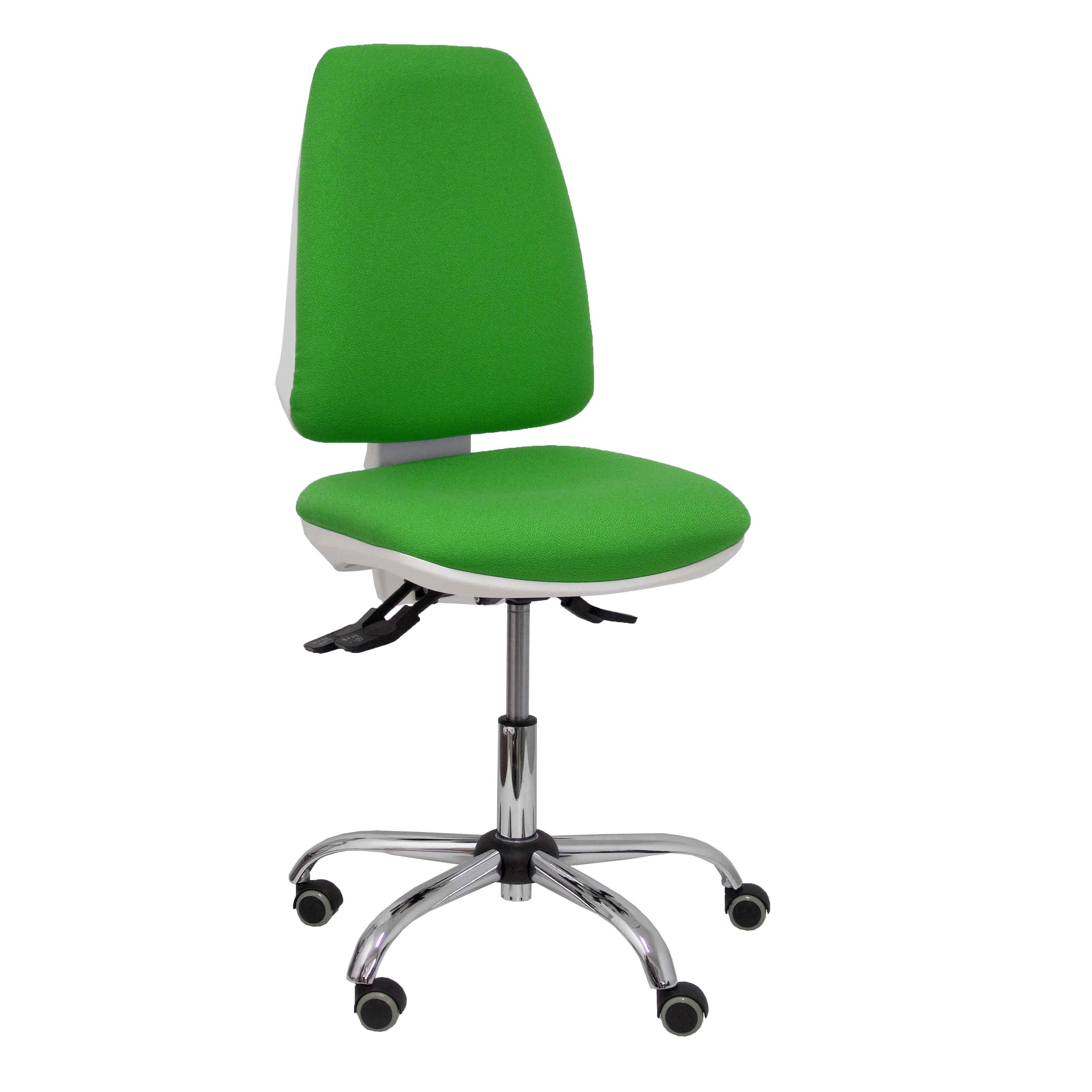 Silla de Oficina Ergonómica Piqueras Y Crespo Blanca con Respaldo Verde y Ruedas de Parqué