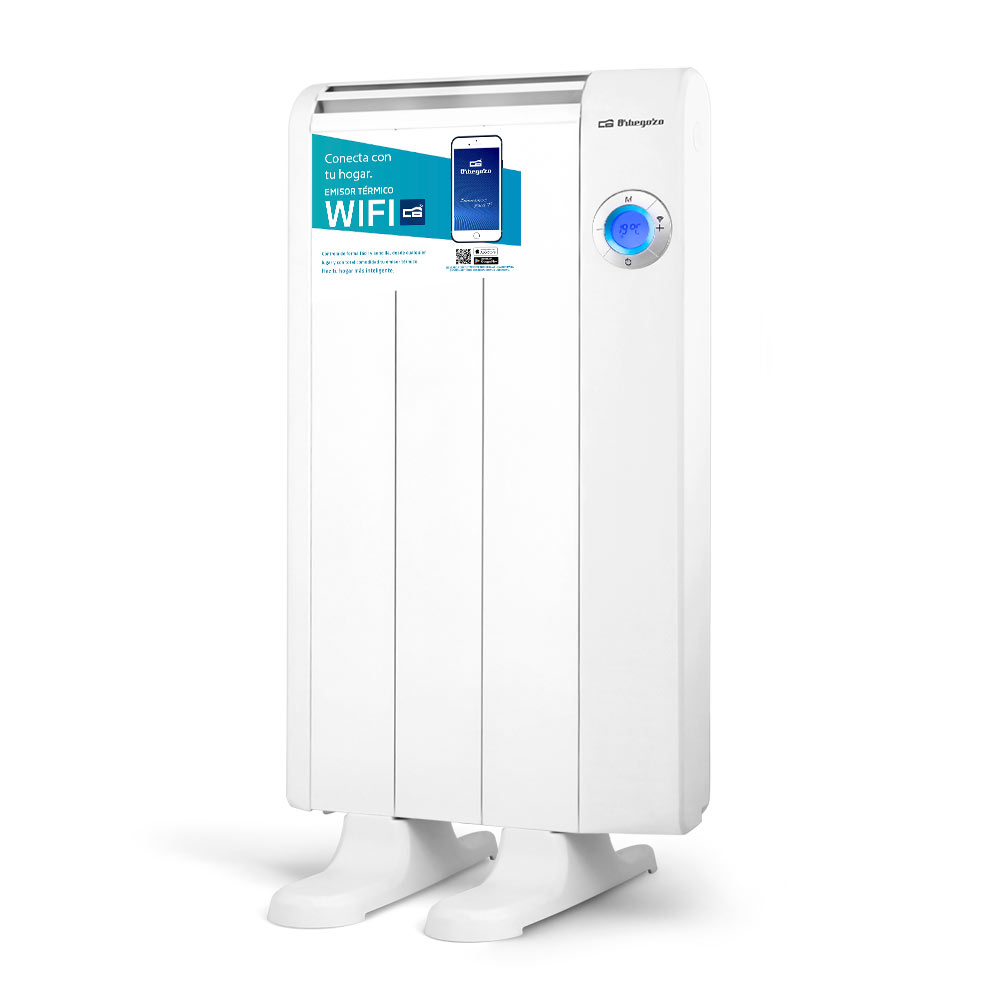 Orbegozo RRW 500 - Emisor térmico WIFI sin aceite, mando a distancia, display LCD, soporte para pared y suelo, programable, 3 modos de funcionamiento, 500 W
