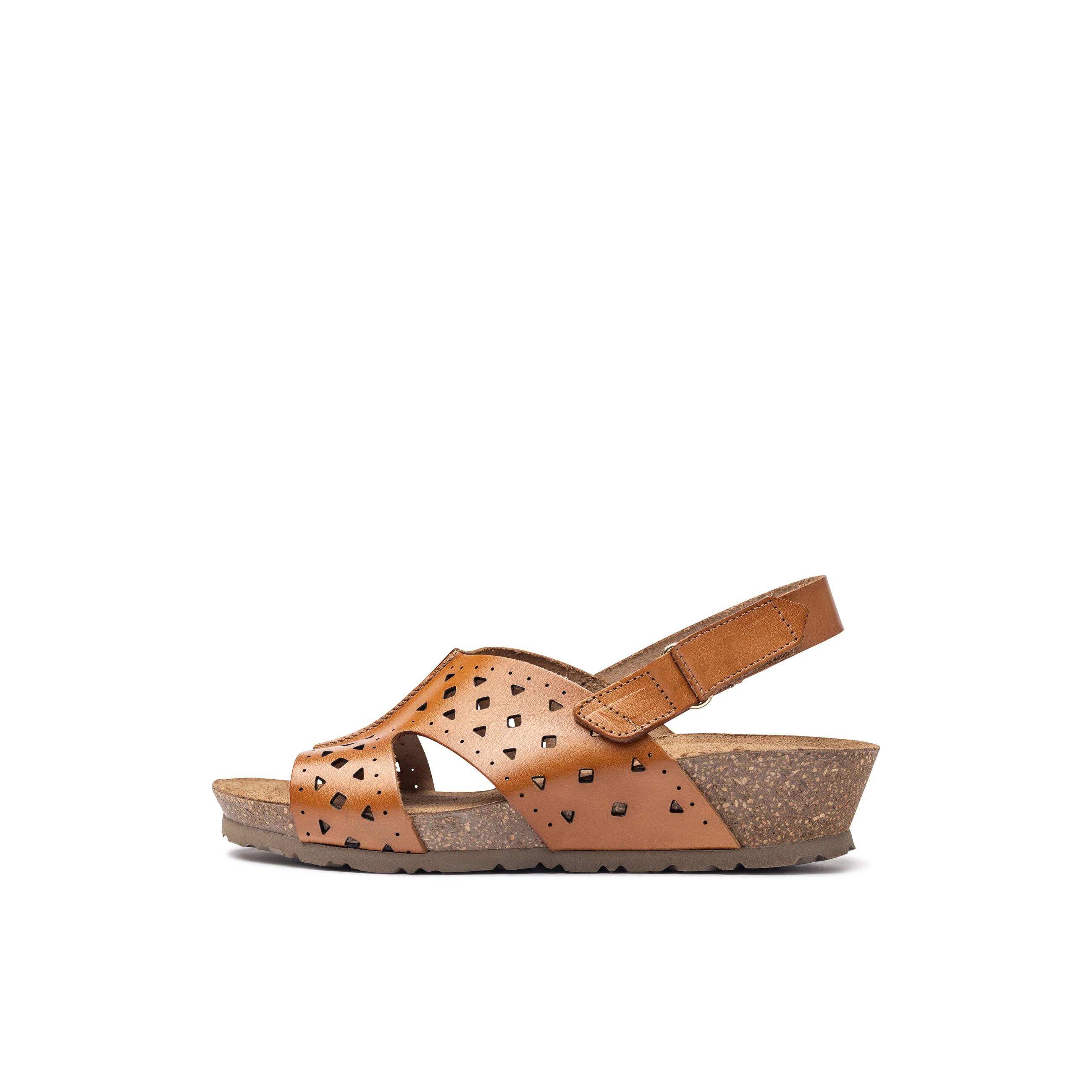 YOKONO Sandalia cuña MONACO-252 MARRON | Zapatos mujer Primavera-Verano | Piel vacuna  Vaquetilla | 3 CM
