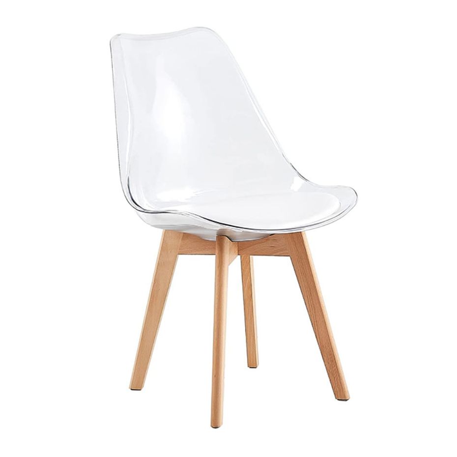 ORION91 Silla DRACO (VARIOS COLORES) Acolchado Piel Sintética Blanco y Patas Haya 54x81x48cm Comedor Oficina Salón Teletrabajo C