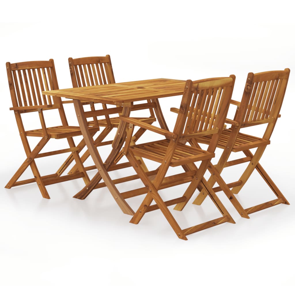 vidaXL Set comedor de jardín plegable 5 piezas madera maciza de acacia