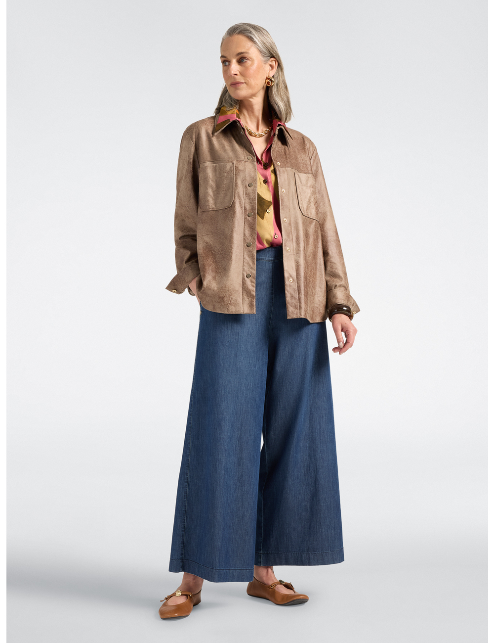 Elena Mirò - Jeans palazzo en Chambray lavado