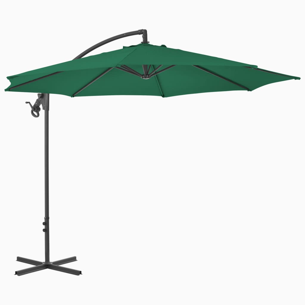 vidaXL Sombrilla voladiza con poste de acero 300 cm Color Verde claro, Arena, Antracita