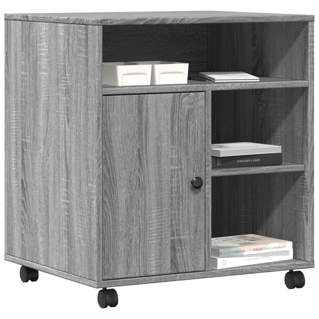 vidaXL Soporte para impresora con ruedas 60x50x67 cm mesa de impresora Color Blanco,  Gris sonoma,  Marrón roble y mas