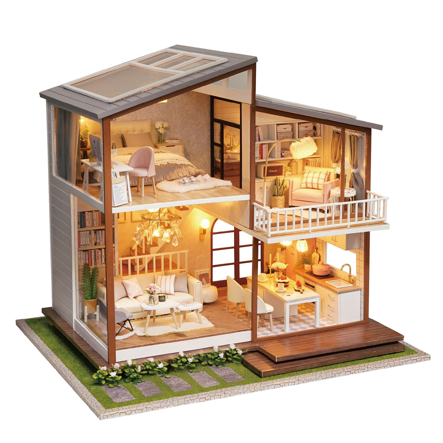 DAM. Hogar Tiempo Lento. Maqueta 3D realista con gran detalle y luces led. 34x28x30cm.