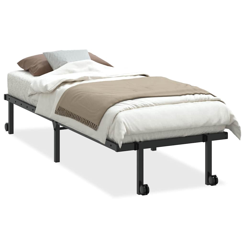 vidaXL Estructura de cama sin colchón plegable negro acero 80x200 cm