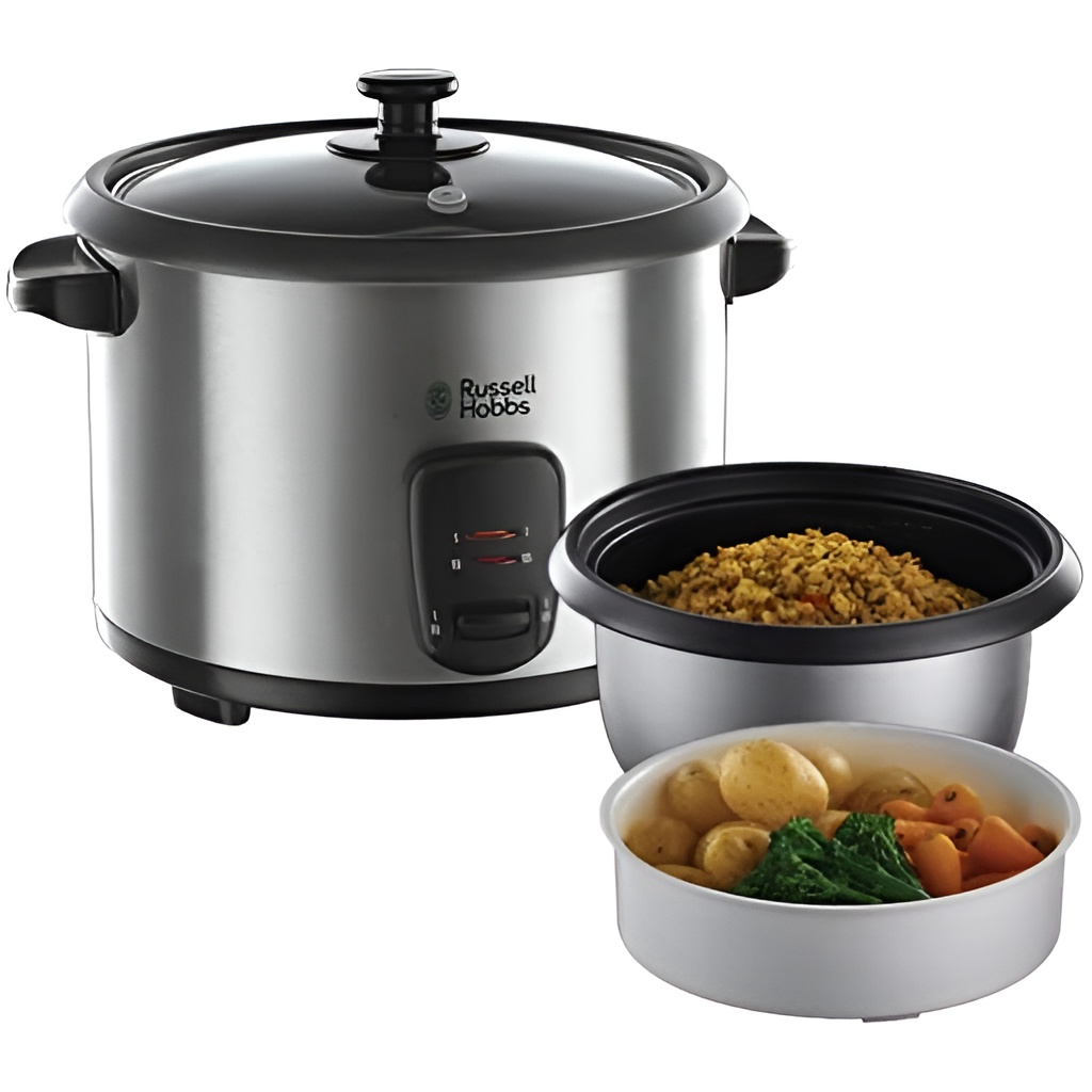 Russell Hobbs Arrocera Cook@Home 1.8L - Cocina Al Vapor, Antiadherente, Acero Inoxidable, 10 Tazas, Mantener Calor