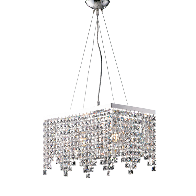 Penélope Suspensión en latón y hierro cromado 2 luces con pedrería L.48 X 30 BL31-2-CR - Bonetti Illumina