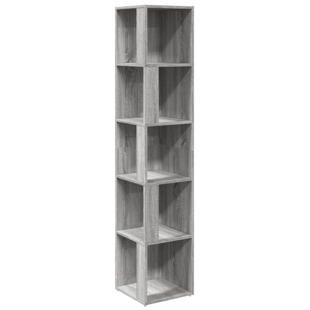 vidaXL Mueble de esquina madera contrachapada 33x33x164,5 cm en color Negro/Roble Sonoma/Gris sonoma y más | almacenamiento funcional diseño moderno para baño dormitorio sala