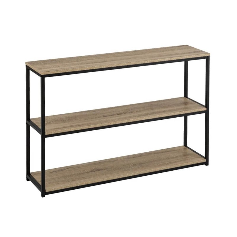 Dcasa Estantería con 3 baldas de acero negra de 80x30x120 cm