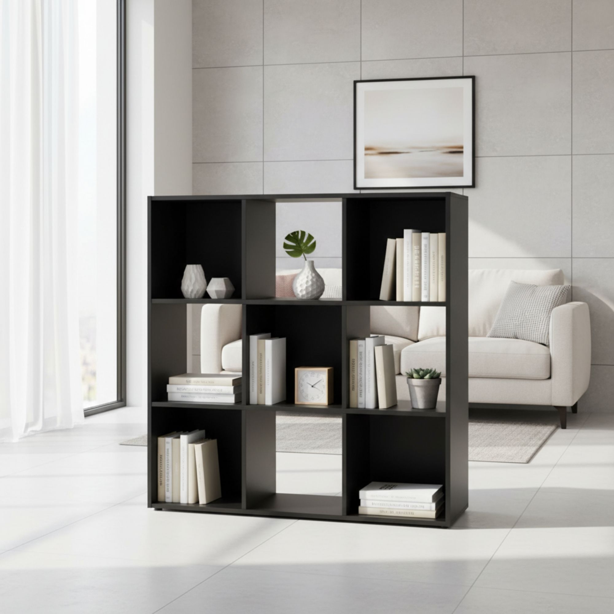 MOBLEKIT | Estanterías de Cubo Negro Modulares de Madera con Diferentes Compartimentos y Opciones con Puertas, Librerías y Muebles de Almacenaje para Dormitorio, Cocina o Entrada