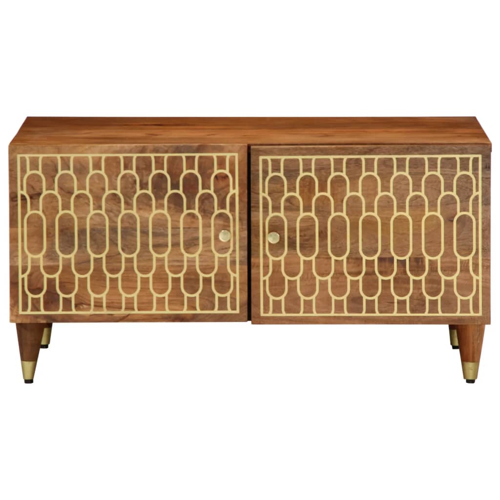 Vidaxl Mesa de Centro de Madera Maciza de Mango 80x50x40 Cm Marrón
