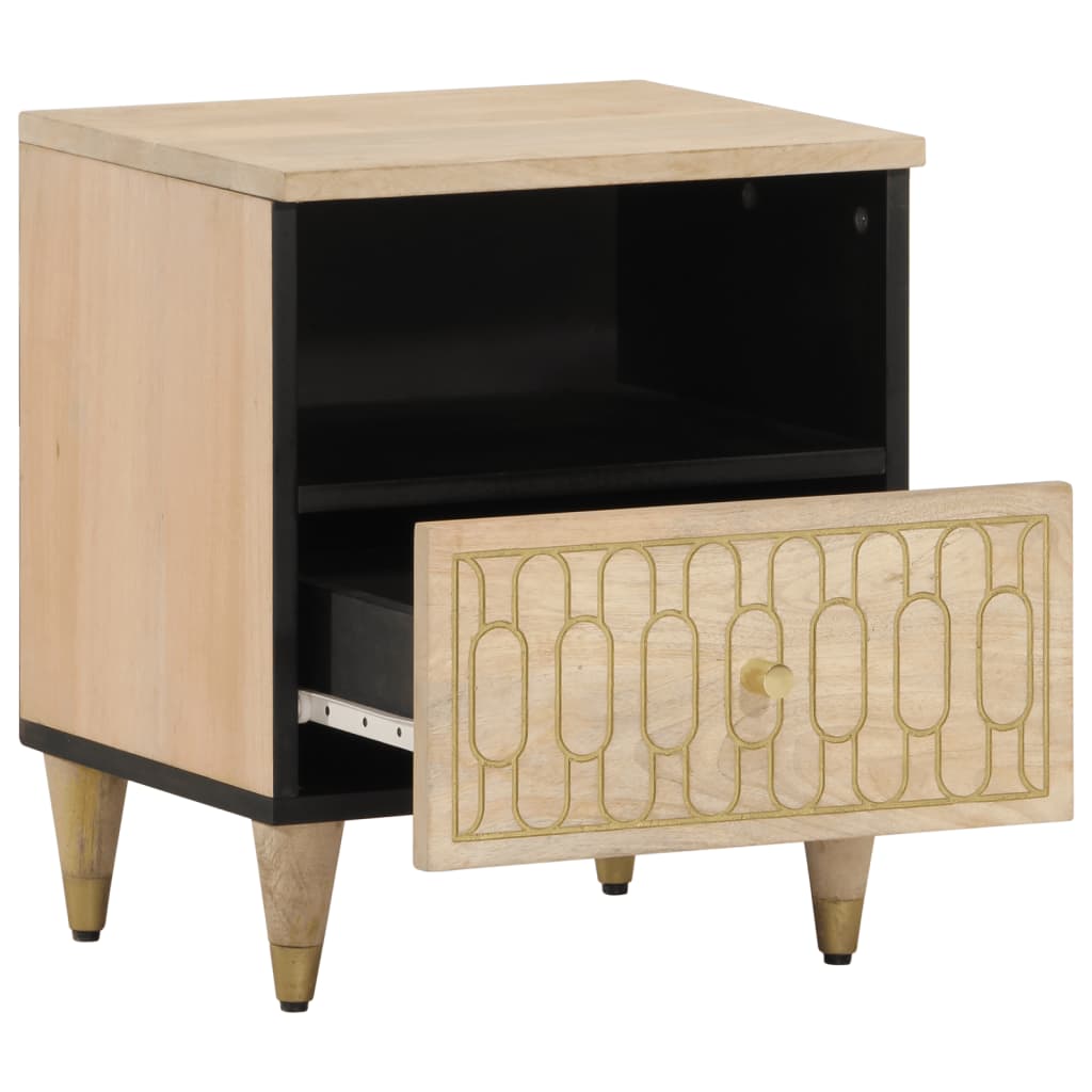 Vidaxl Mesitas de Noche 2 Unidades Madera Maciza de Mango 40x33x46 Cm Marrón