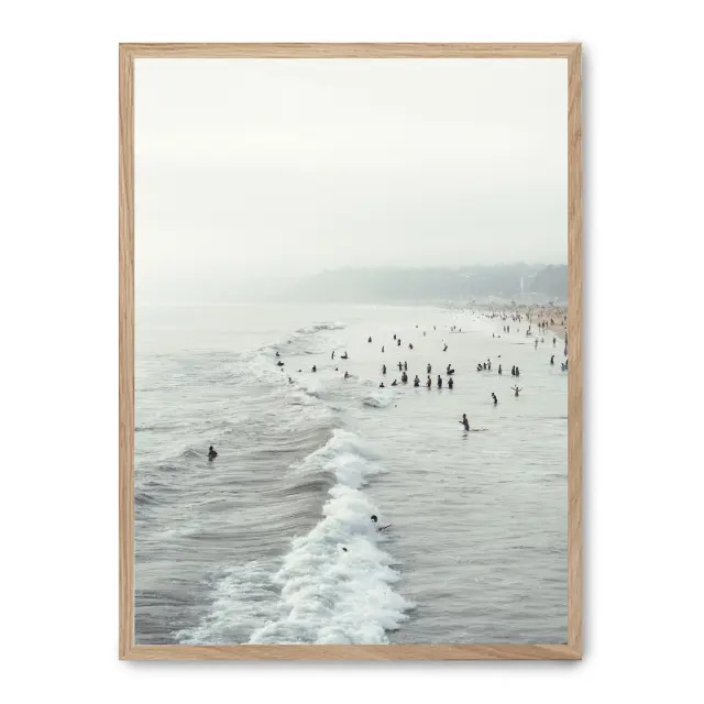 Cuadro bathers i 30x40cm, Póster impreso en papel de primera calidad de 180gr, montado sobre marco de madera MDF acabado roble., Naturaleza - Playa