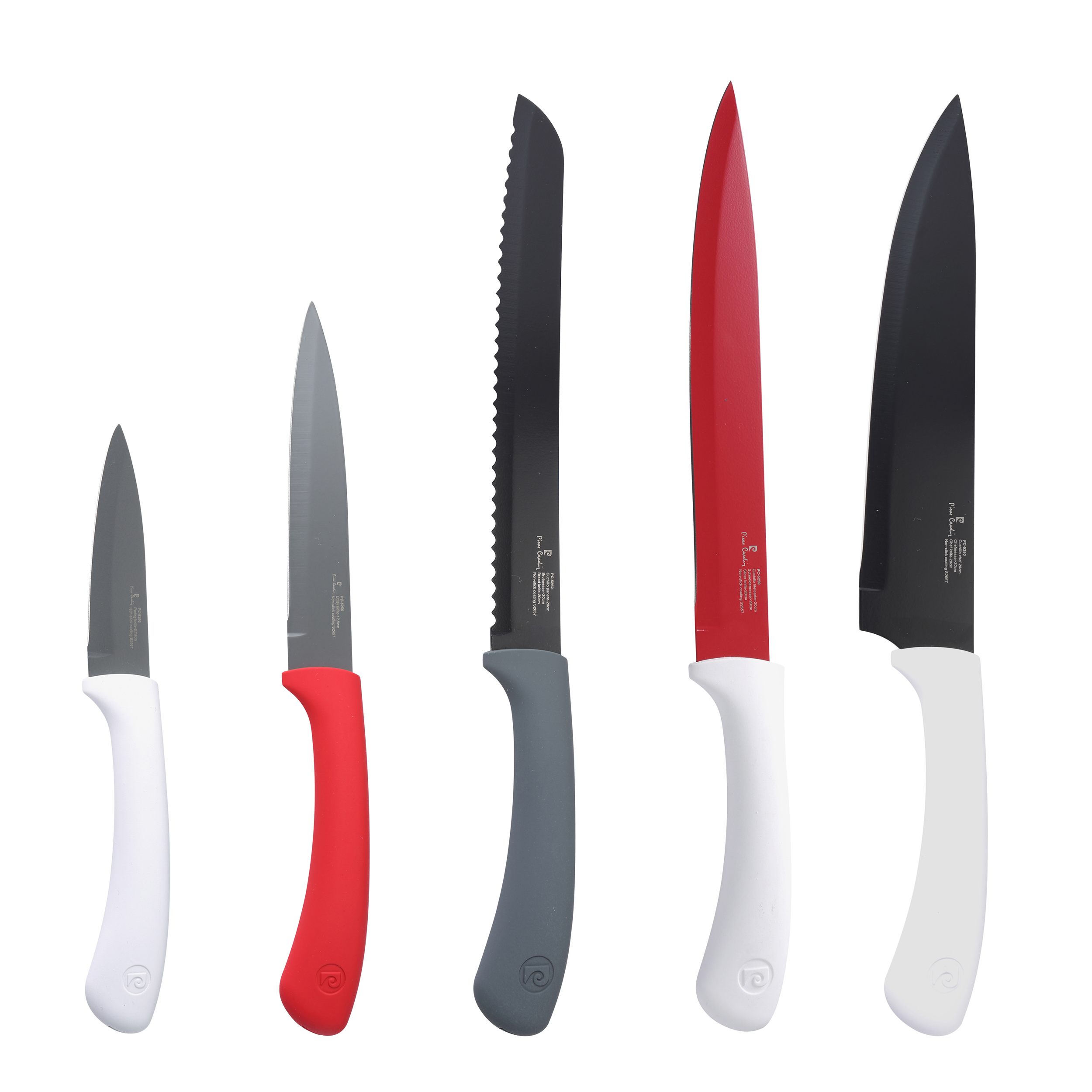 Pierre Cardin - Set 5 pcs cuchillos acero inoxidable negro rojo blanco Pierre Cardin