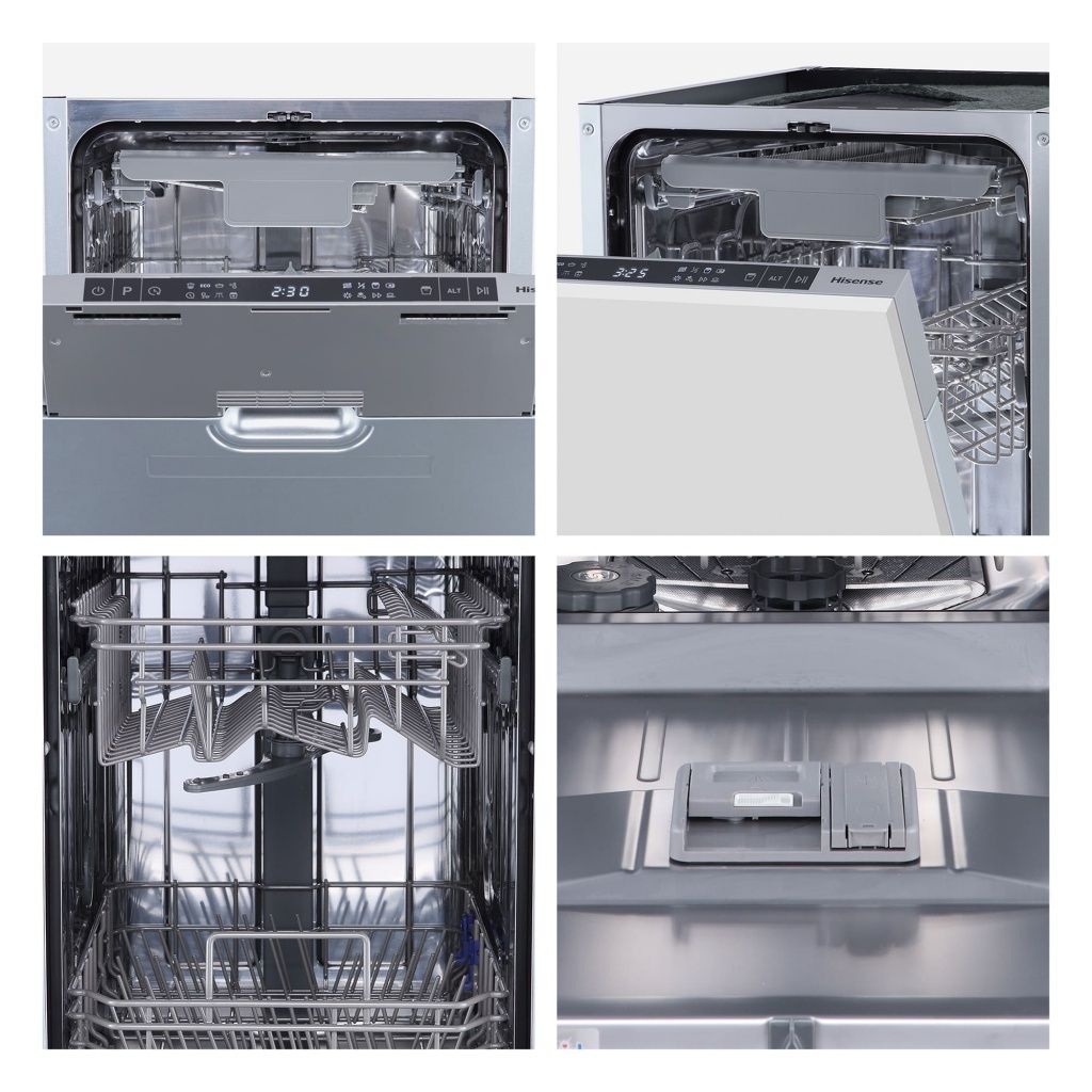 Hisense - Lavavajillas integrable HV543D10 de 45 cm para 11 cubiertos, clase D con tecnología Inverter, tercera bandeja y secado automático
