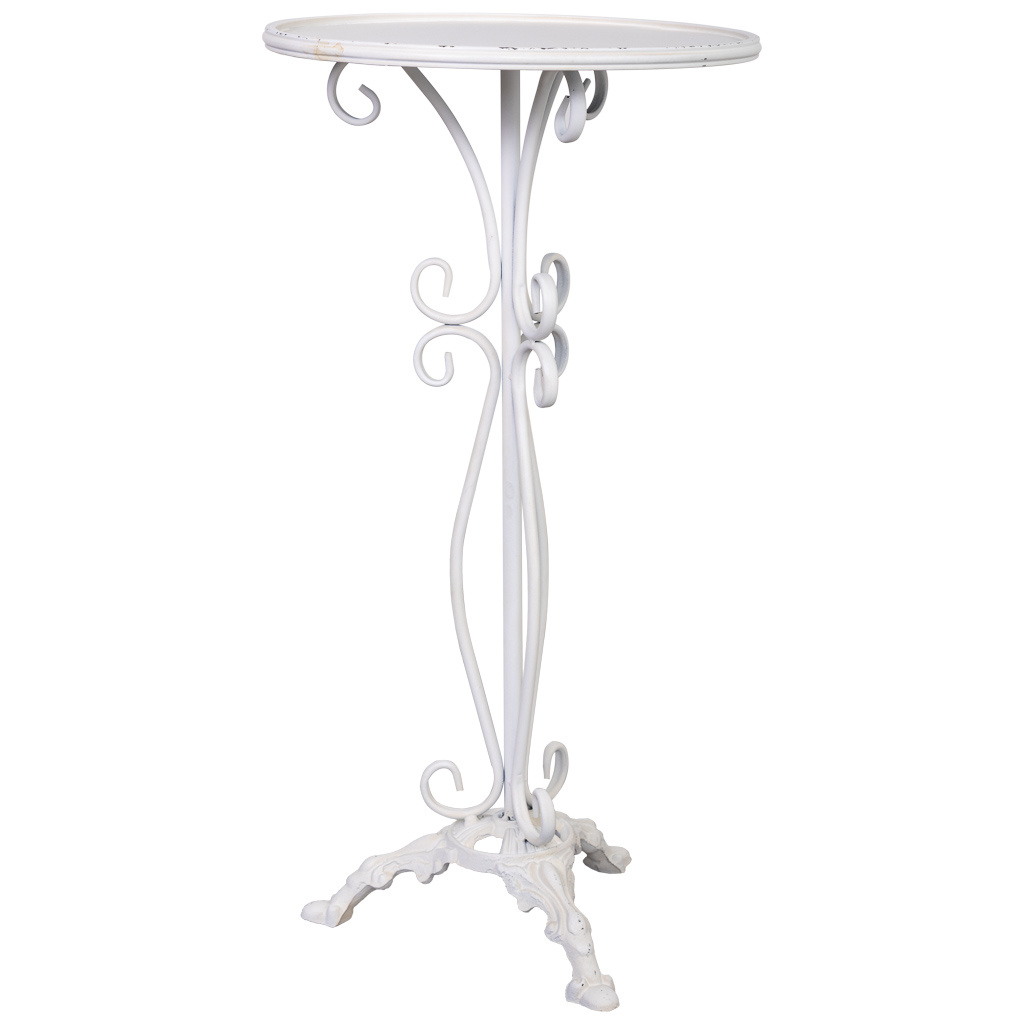 Wonderlust Deco - Mesa auxiliar de metal envejecido blanco 40x40x77 Blanco 40x40x77h cm
