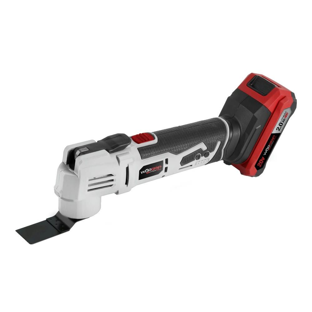 Multiherramienta Oscilante Worgrip 20V con batería 2.0Ah y cargador – Velocidad variable, cambio rápido, accesorios incluidos