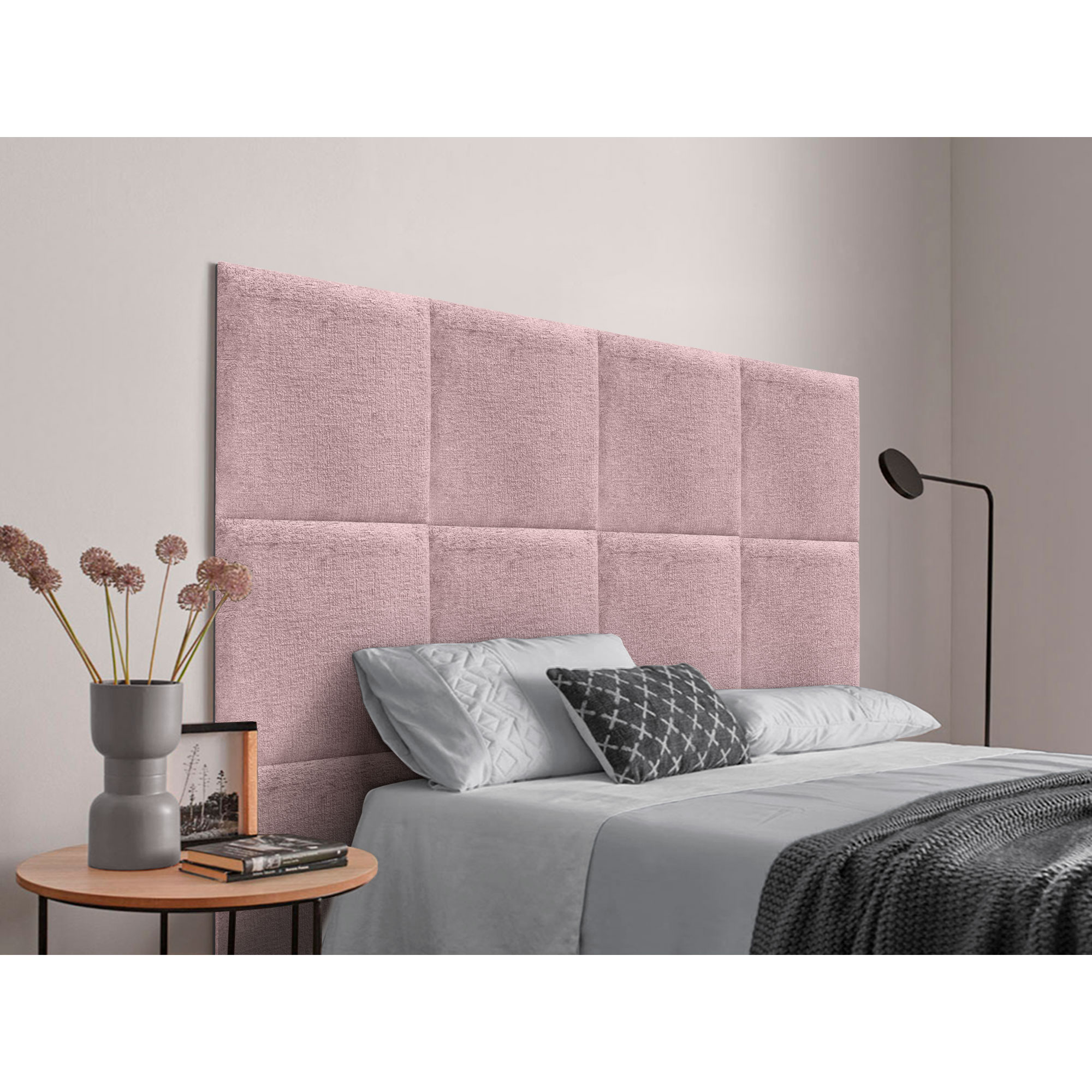 DHOME Cabecero Tapizado Compuesto de Paneles Autoadhesivos Intercambiables de Lana Ecológica Premium Cama Lujo