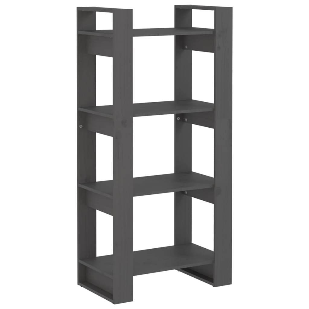 vidaXL Estantería/divisor de espacios madera maciza 60x35x125 cm Natural, Blanco, Gris Mueble Almacenaje Estantería para Oficina, Estudio, Dormitorio Estantería/Librería/ mueble de Almacenamiento