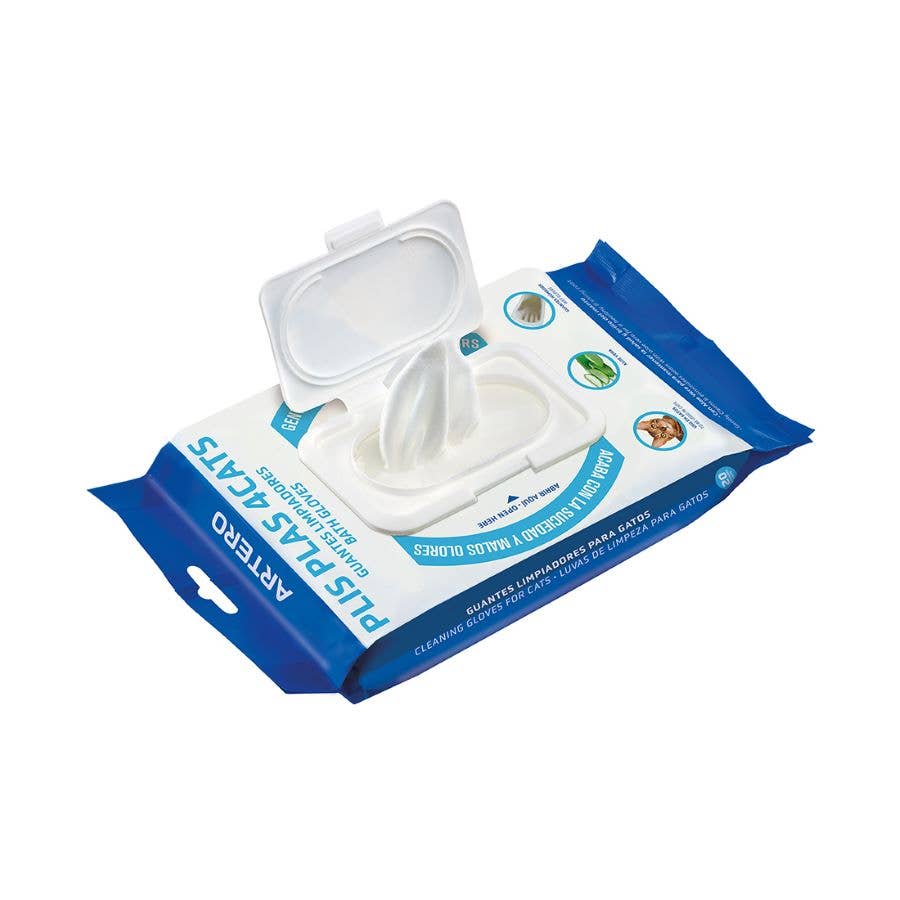 Guantes de Limpieza para Gatos Artero Plis Plas 4Cats - Limpieza Rápida y Profunda
