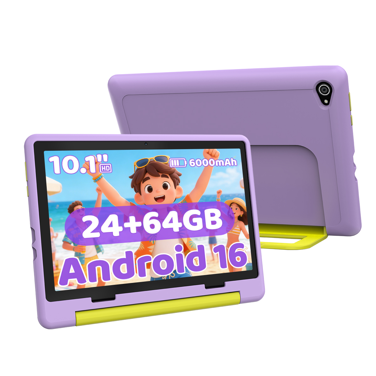 JENBIZZ KB1016 Tablet Para Niños 10.1 Pulgadas Android 16 24GB+64GB con Funda y Soporte