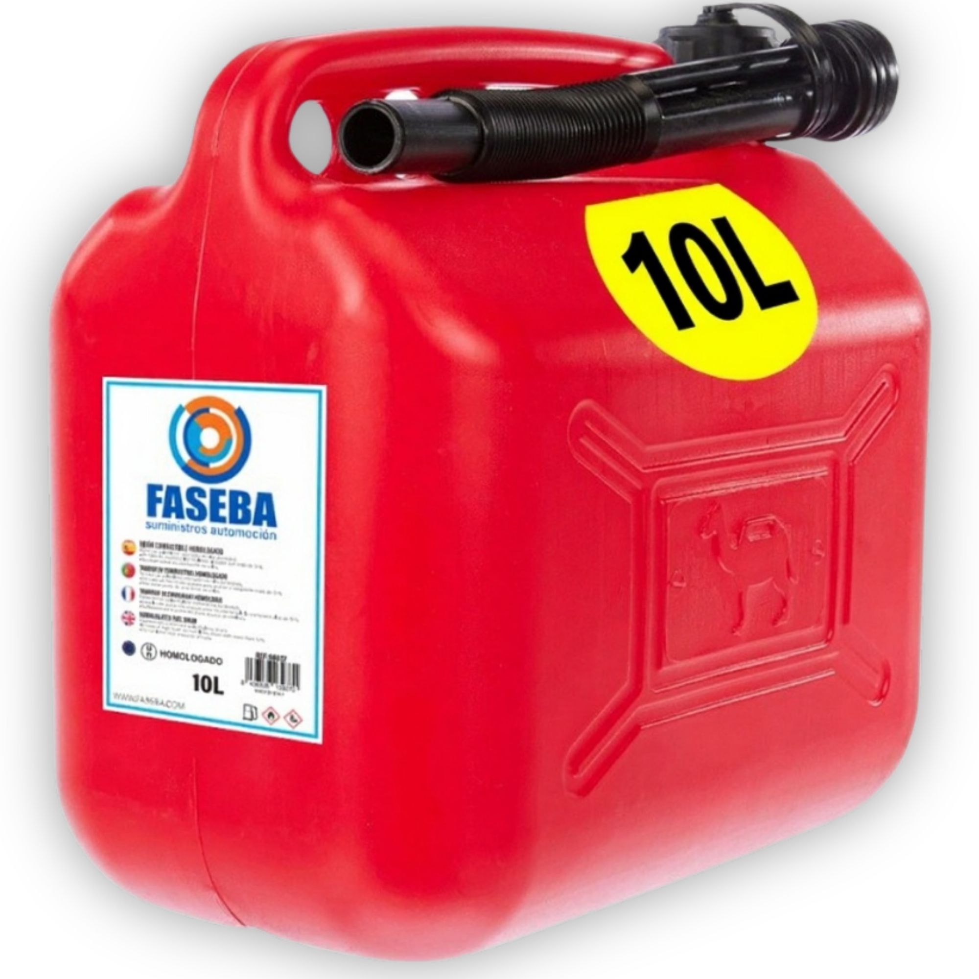Bidon Garrafa Gasolina 5 L - 10 L o 20 L -  Homologado - Con Embudo de Boquilla Flexible para evitar derrames - Con Visor de Nivel para facilitar la visibilidad - Con Homologación Oficial - De Plástico HDPE Duradero - Garrafa Gasolina