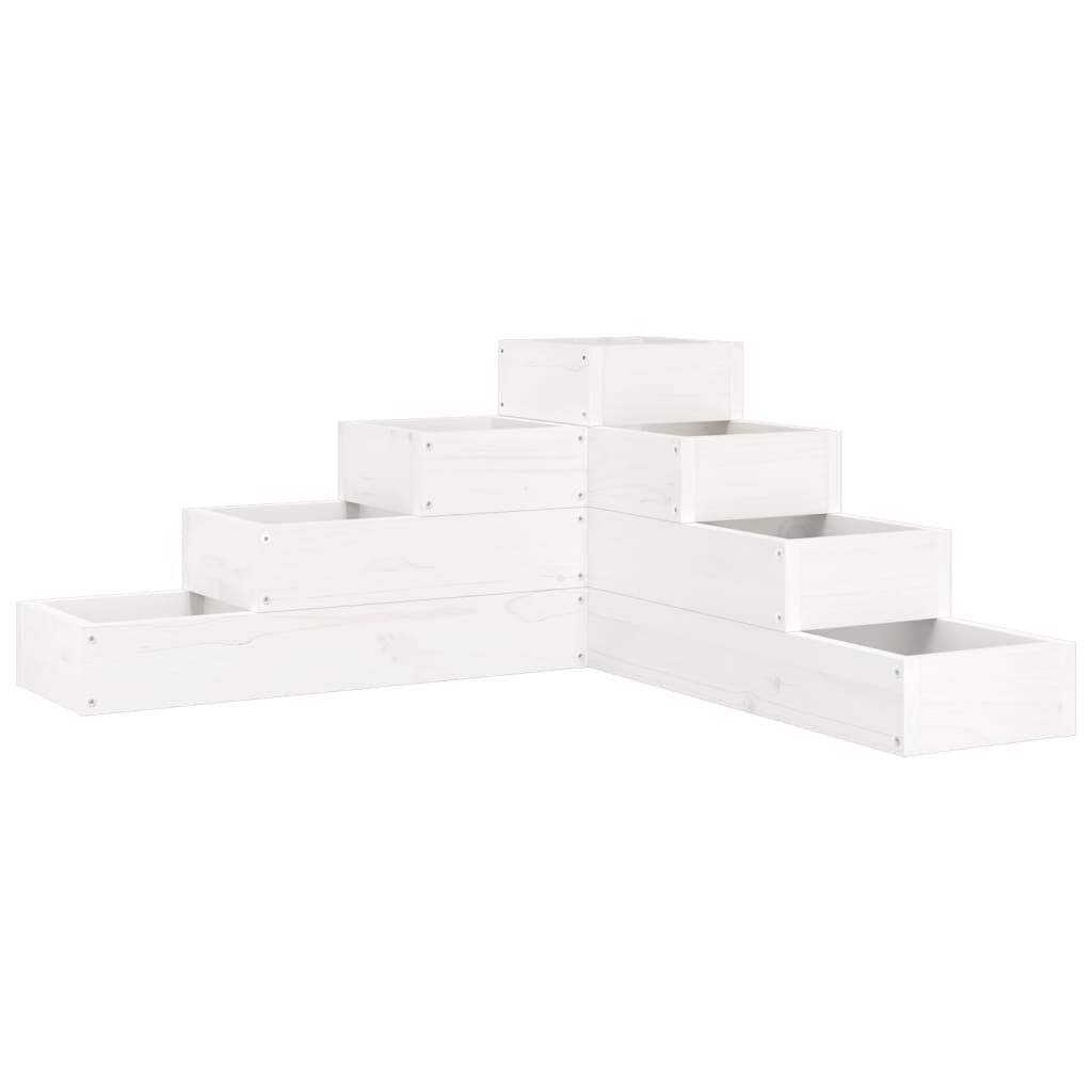 vidaXL Jardinera 4 niveles madera maciza de pino blanca 80,5x79x36 cm