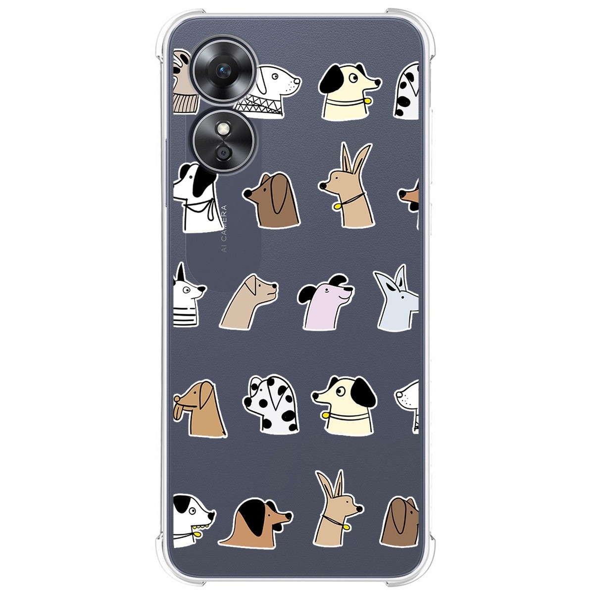 Funda Silicona Antigolpes para Oppo A17 diseño Perros Dibujos