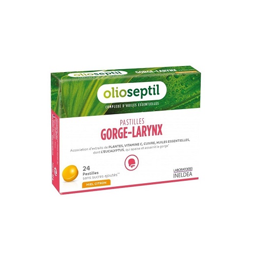 Ineldea Santé Naturell Olioseptil Garganta Laringe Miel Plantas 24 Pastillas - Alivio para Garganta y Laringe - Nutrientes: Cobre, Vitamina C