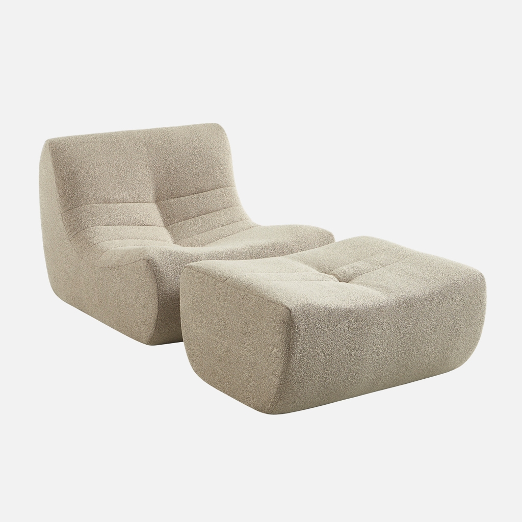 sweeek - Sillón de borreguito texturizada con reposapiés , Sokol borreguito , 91x105x72