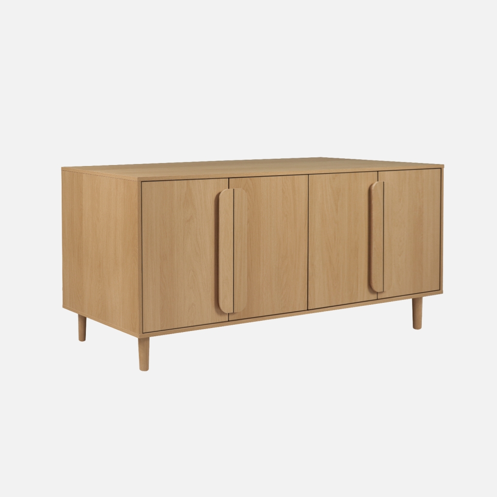 sweeek - Aparador vintage con efecto madera y 4 puertas, 160cm , Juliana , 160x45x75
