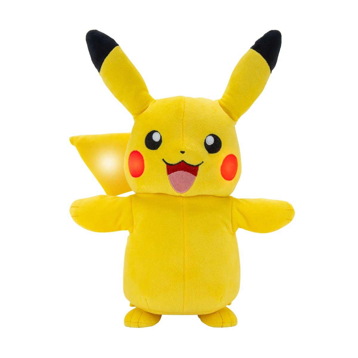 Jazwares - Peluche electrónico Pikachu 28 cm con luces LED y 14 sonidos auténticos, interactiva con sensores y movimiento de cabeza y brazos, modelo 63222365