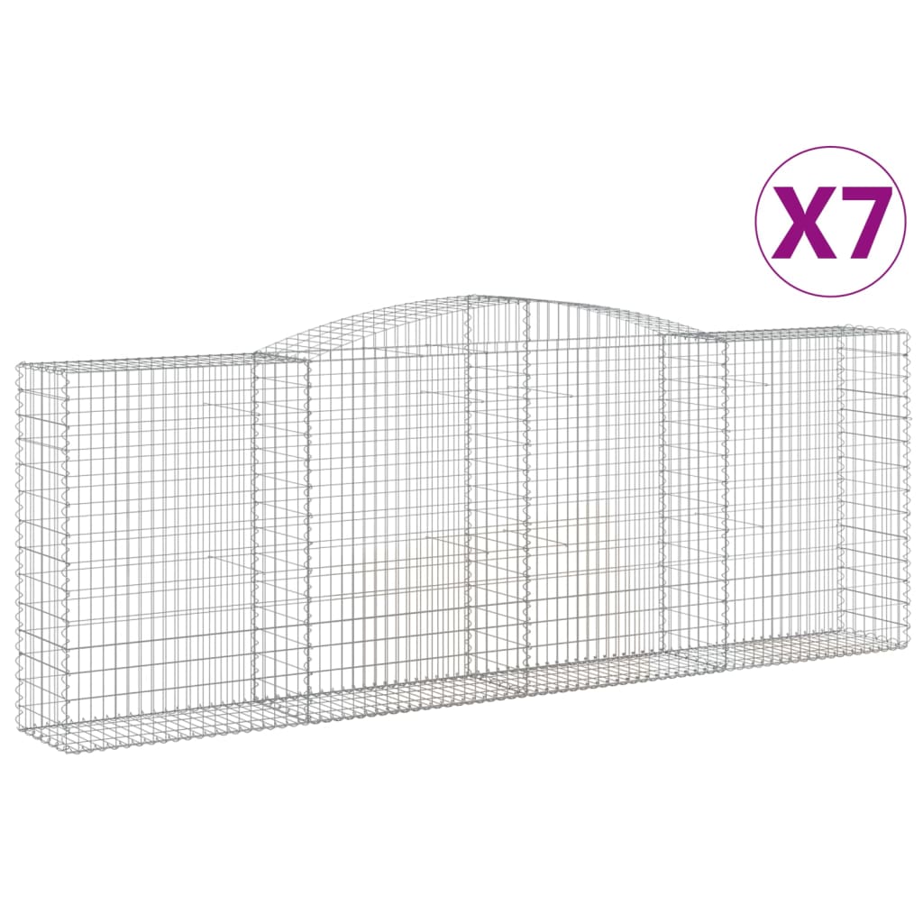 Vidaxl Cestas Gaviones Arco Hierro 7 Uds. Dimensiones 400x30x40/60 Cm