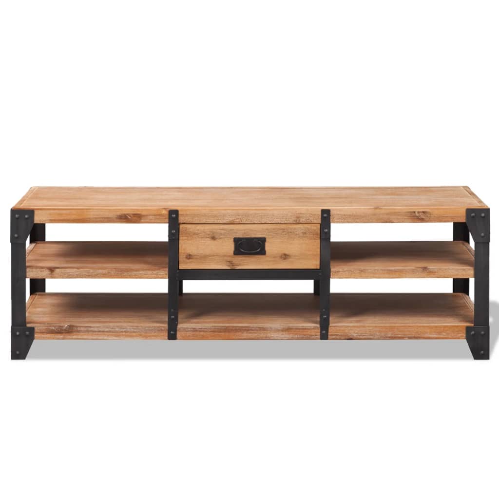 Vidaxl Mueble TV Madera de Acacia Maciza 140x40x45 Cm Marrón y Negro