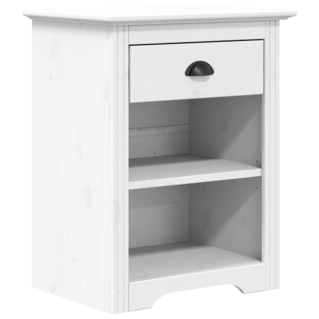 Vidaxl Mesita de Noche BODO Madera Maciza de Pino 53x38,5x67 Cm Blanco