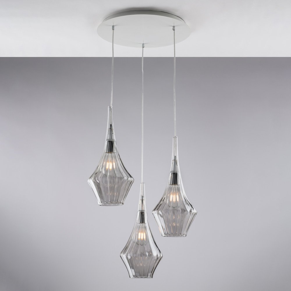 Araña moderno Zeus gris Fumè 3 Luces E27