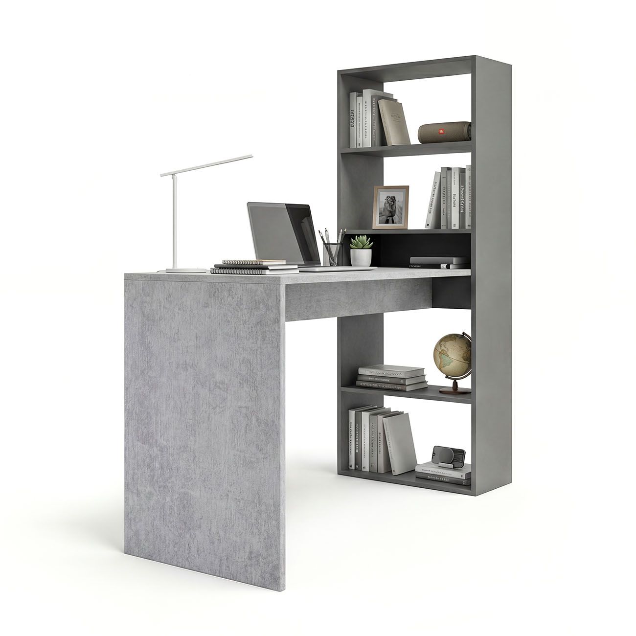 duehome - Mesa de escritorio con estantería 120x50 cm Cosmic