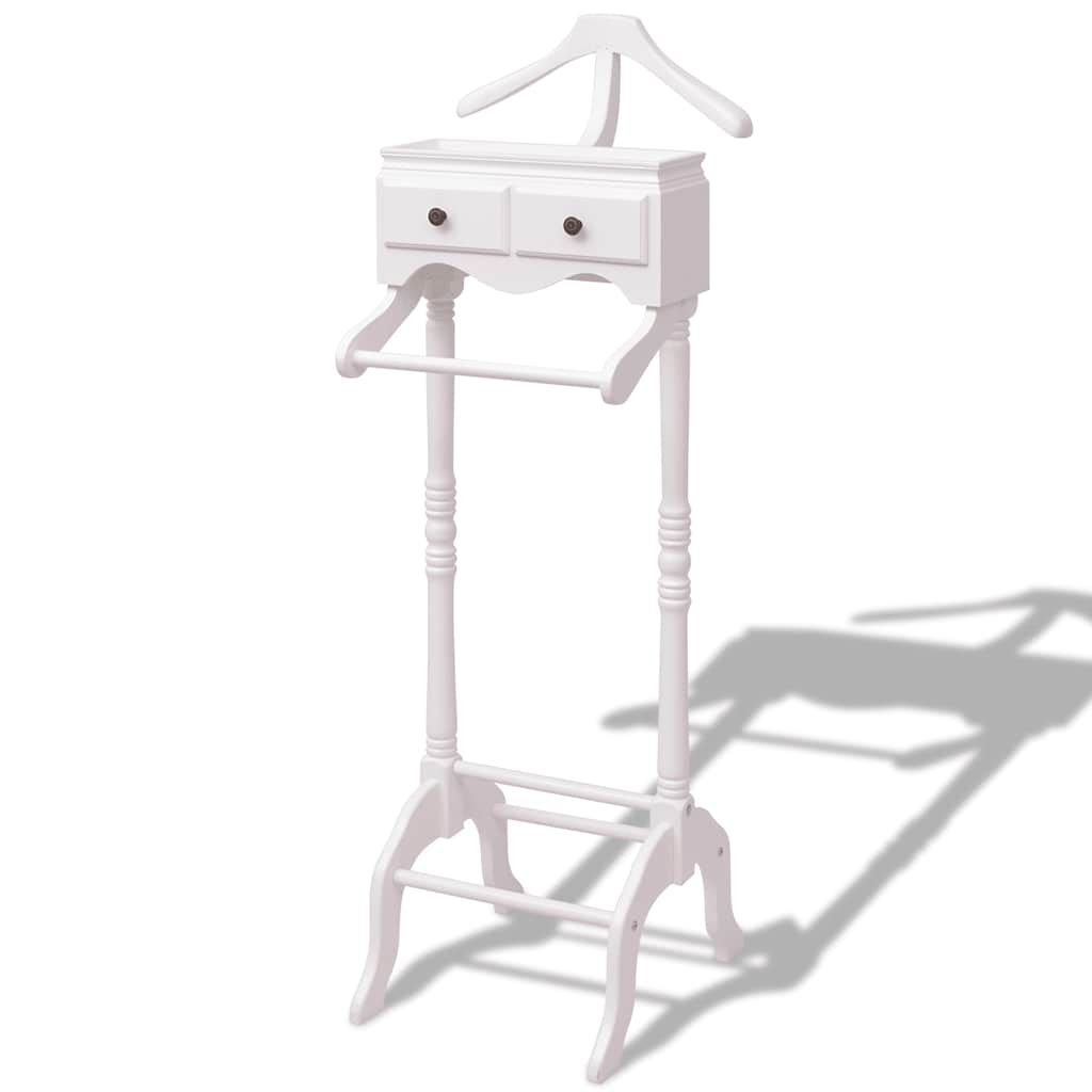 vidaXL Perchero galán de noche con almacenaje de madera blanco