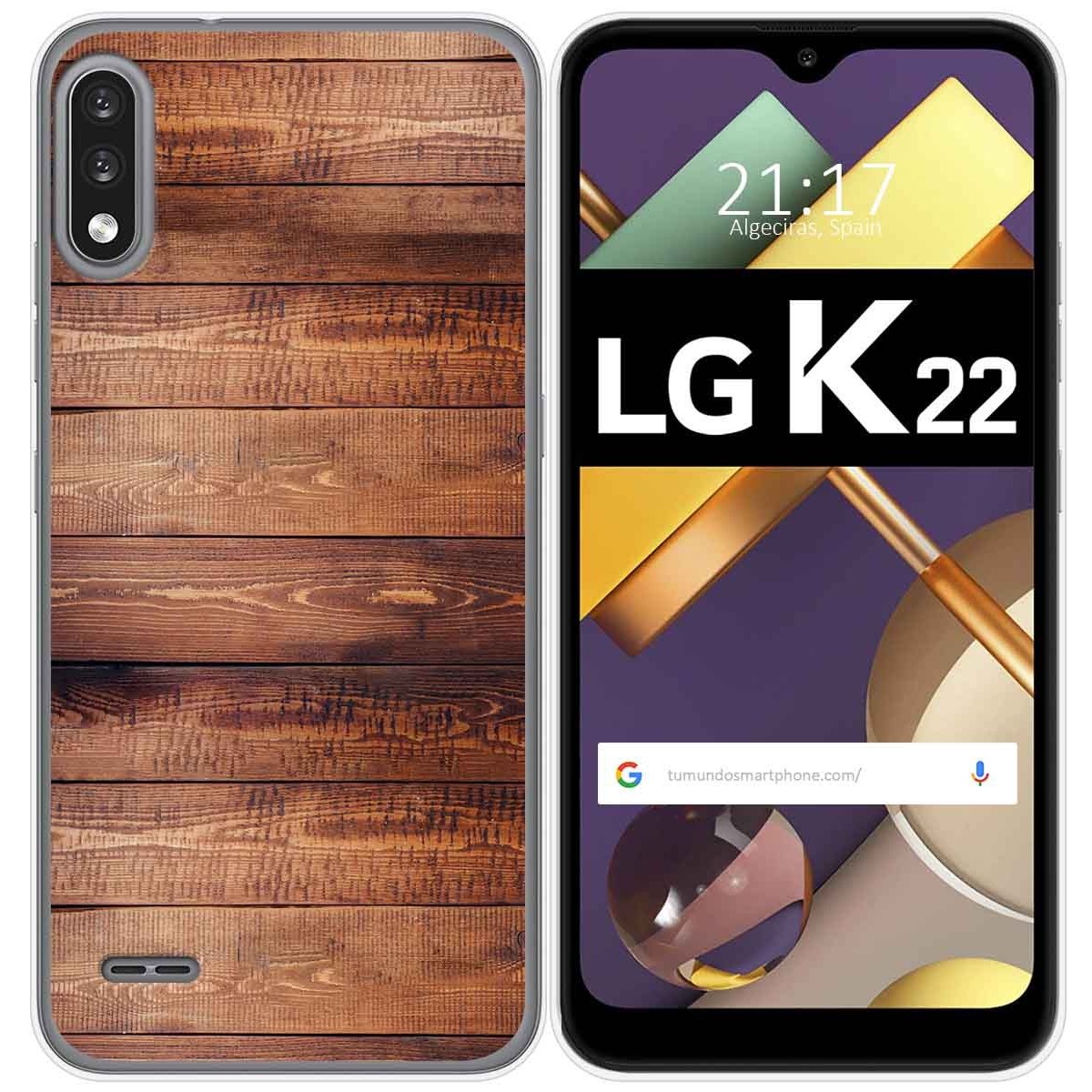 Tumundosmartphone Funda Gel Tpu para Lg K22 diseño Madera 02 Dibujos