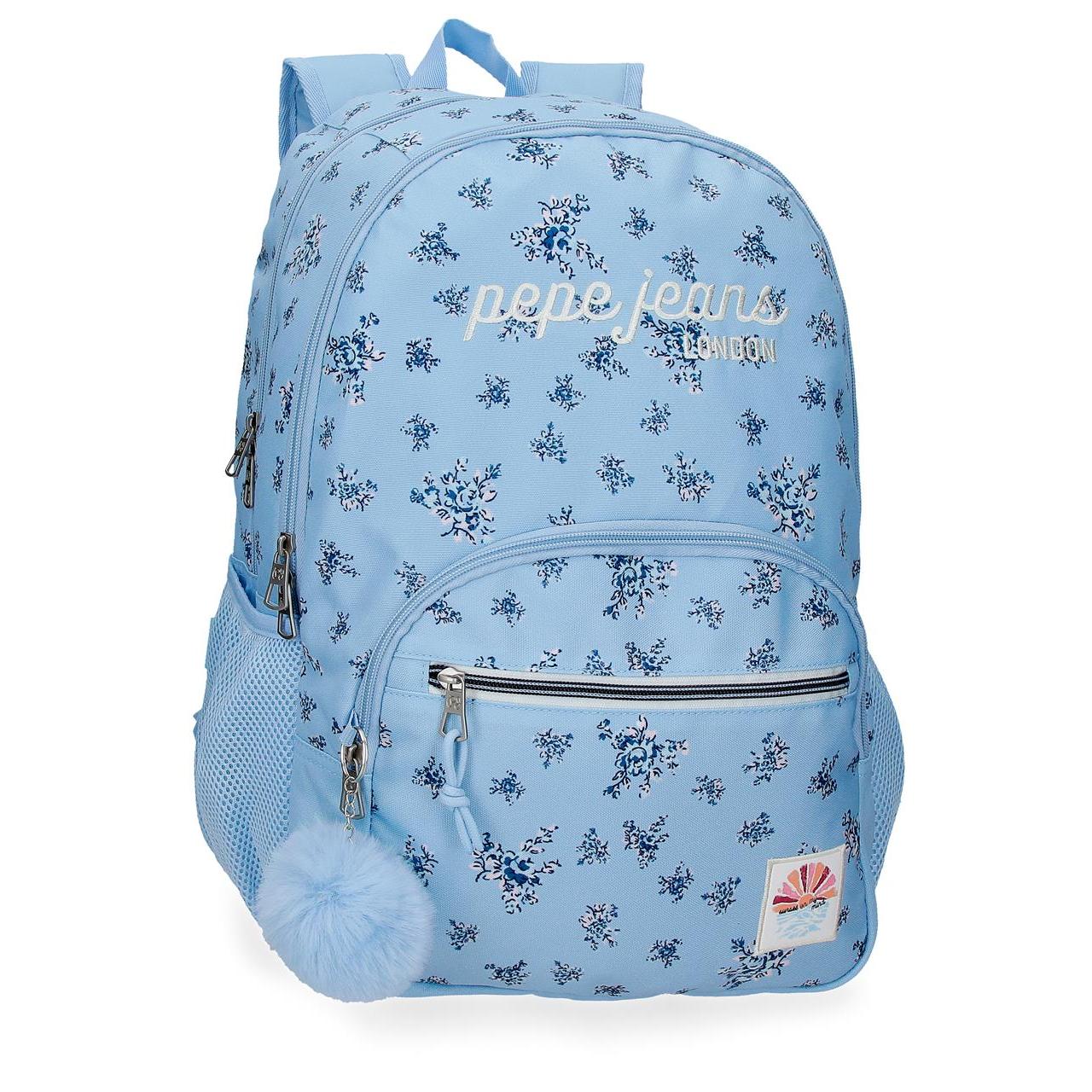 Mochila escolar adaptable a carro Pepe Jeans Olivia 32x44x22cm Azul Claro
