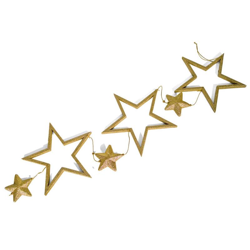 Gerimport Guirnalda Estrellas Oro Decoración Hogar - Adornos Navideños