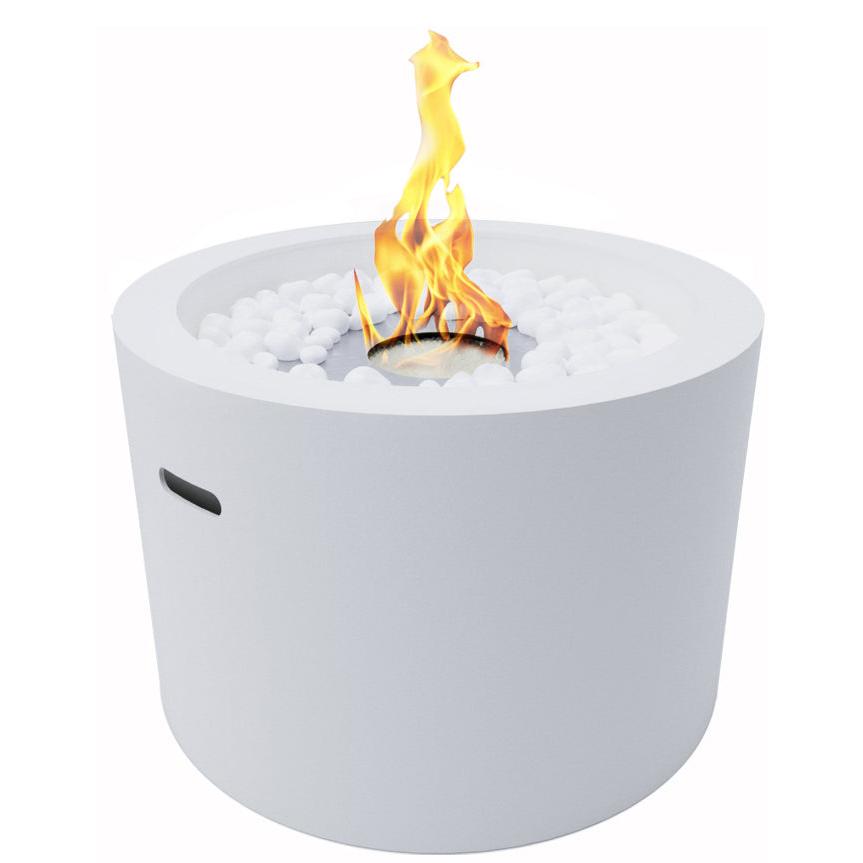 Chimenea de bioetanol brasero redonda de jardín para exterior interior RODI Blanco d.47,5