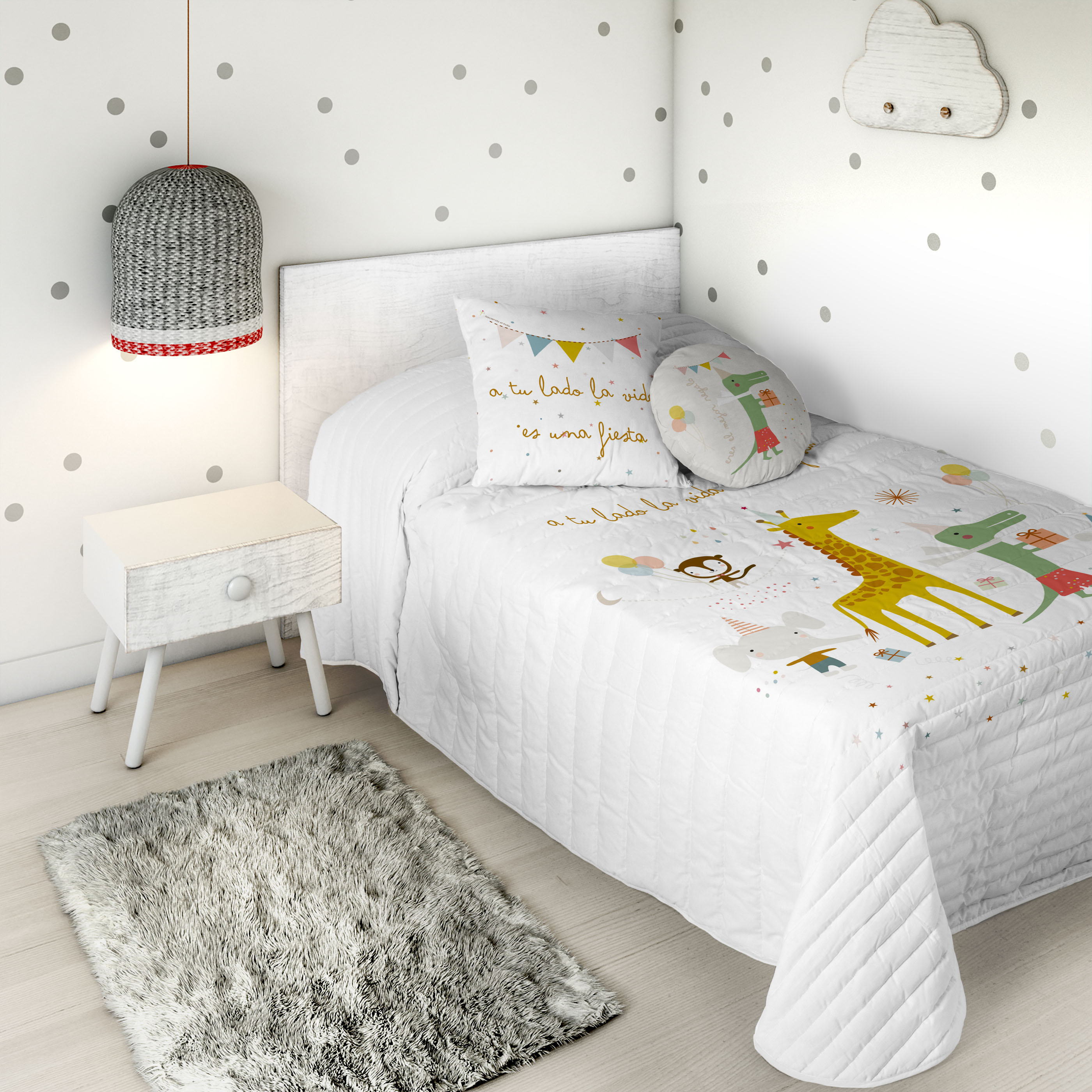 HACIENDO EL INDIO - Colcha Bouti Infantil Estampada 100% Algodón - Relleno 70 gramos -  Cubrecama Ligero Acolchado - Ideal para Primavera y Verano - Disponible para Cama 90/105 cm - Fabricada en España