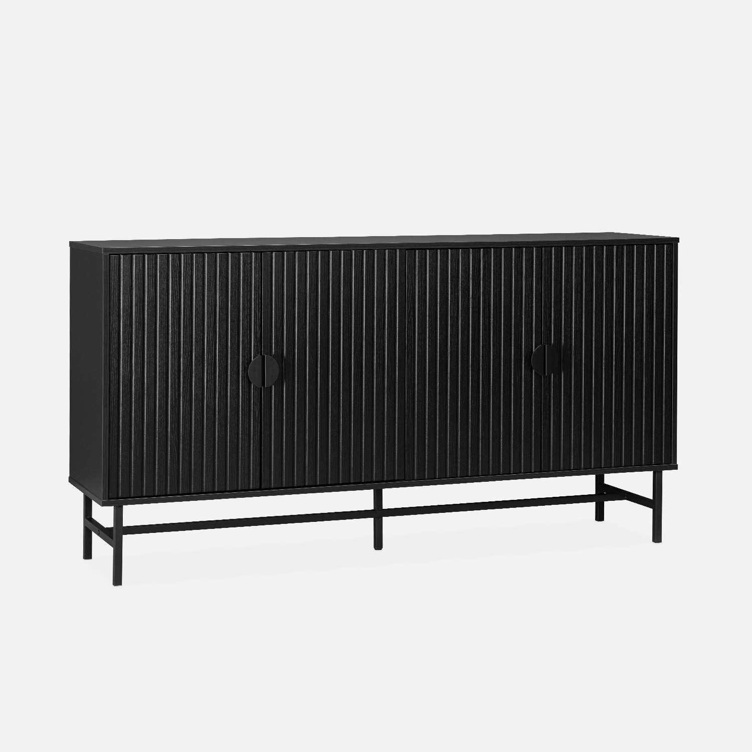 sweeek - Aparador con efecto madera de 4 puertas, 157.5cm , Bazalt , 157x39x83
