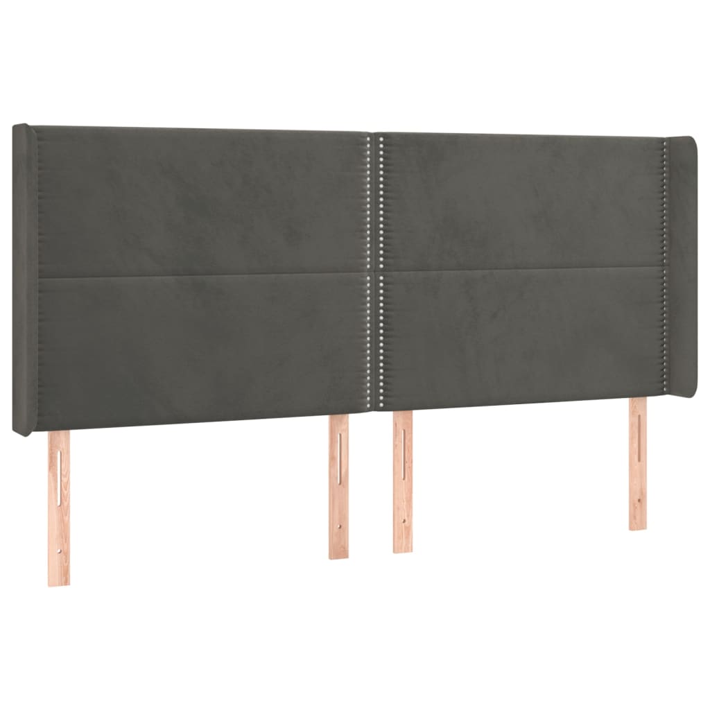 vidaXL Cabecero con LED de terciopelo gris oscuro 163x16x118/128 cm
