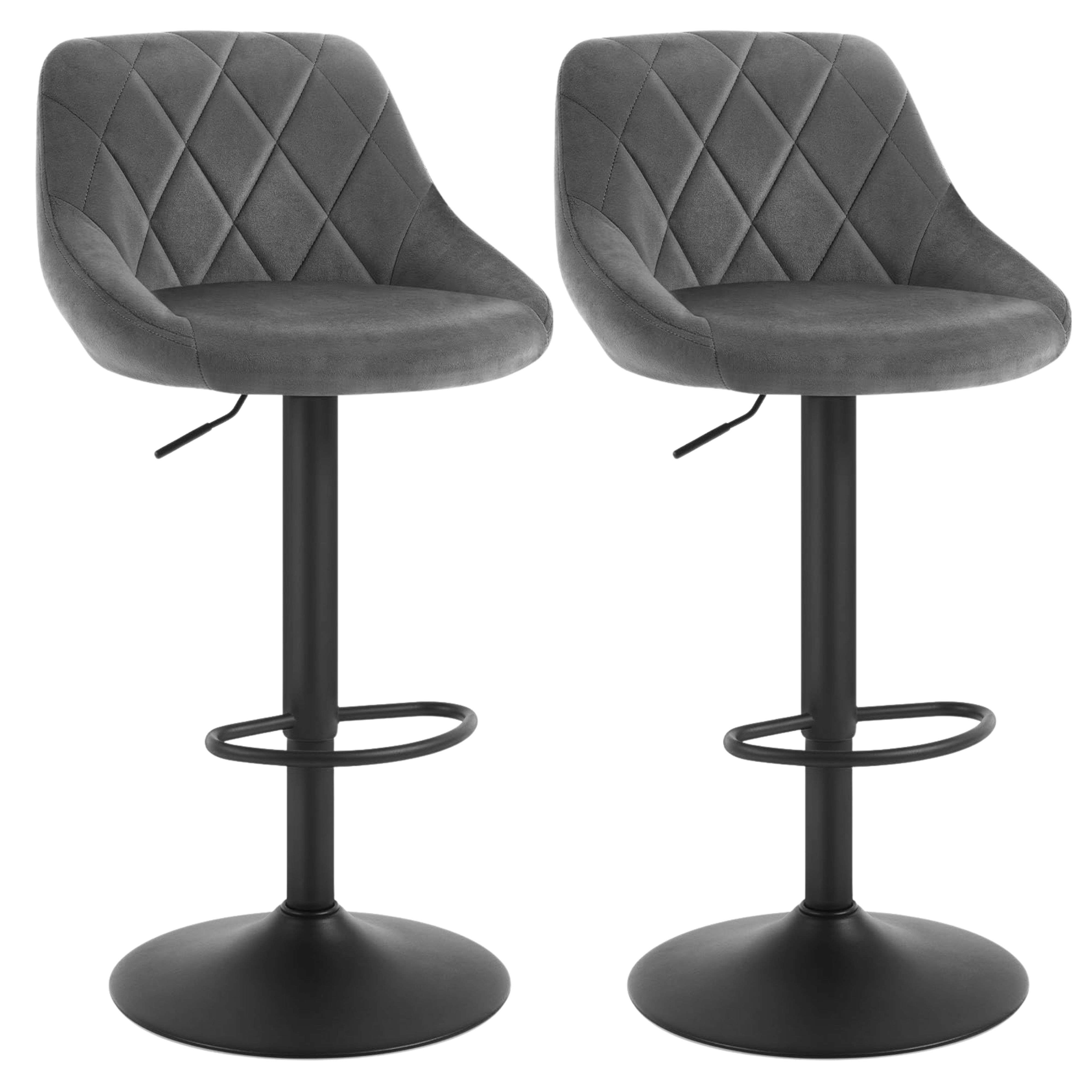 Miroytengo Pack 2 Taburetes Bar, Silla Alta, Altura Regulable Diamant, Giratorio con Respaldo, Terciopelo, Comedor