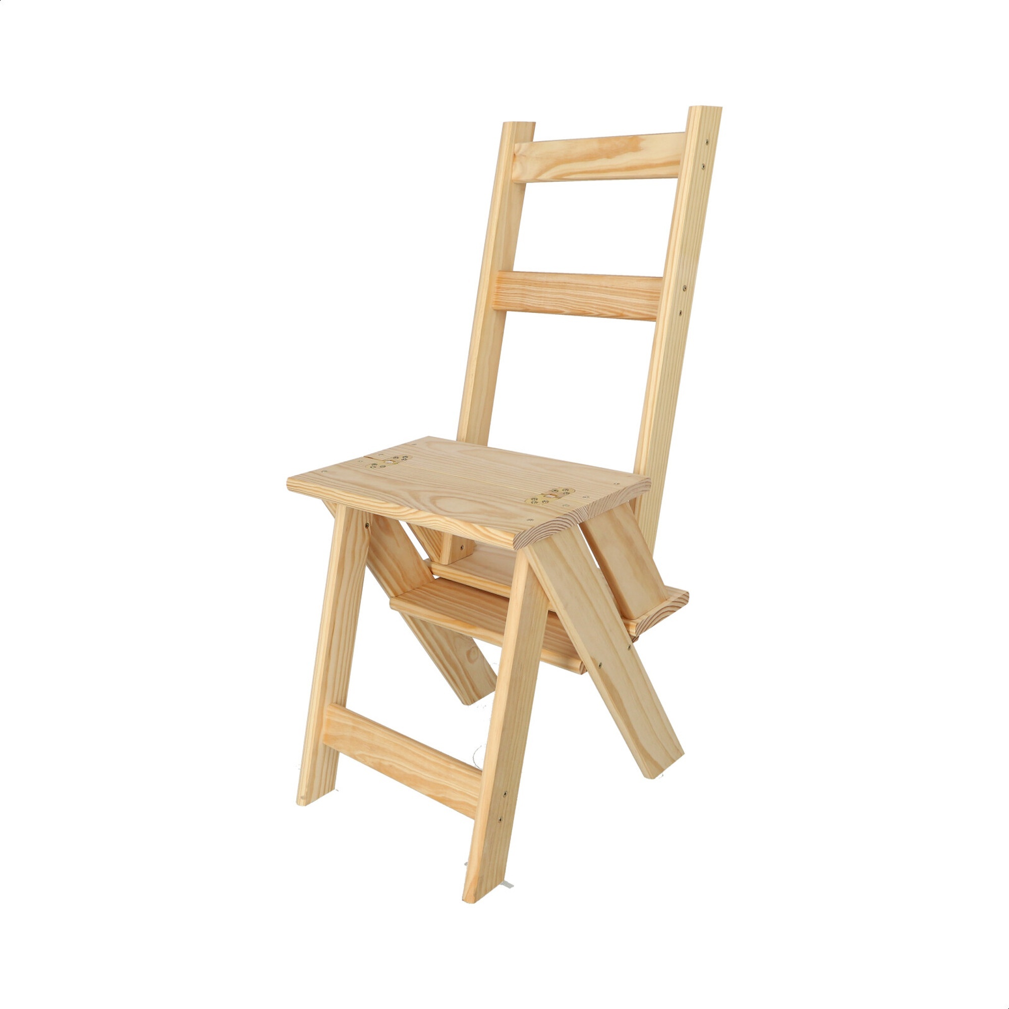Silla Escalera Pino Sin Barniz | Plegable - Ahorro de Espacio - Resistente